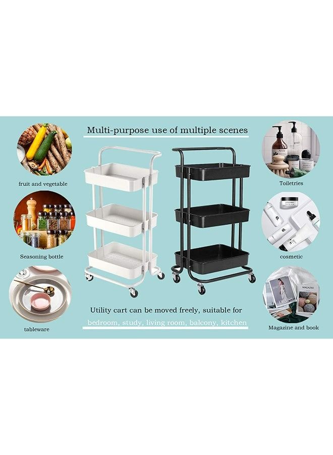 RollsTimi  3 Tier Utility Rolling Storage Cart With Handles And Lockable Wheels,43x36x86.5cm - Image 4