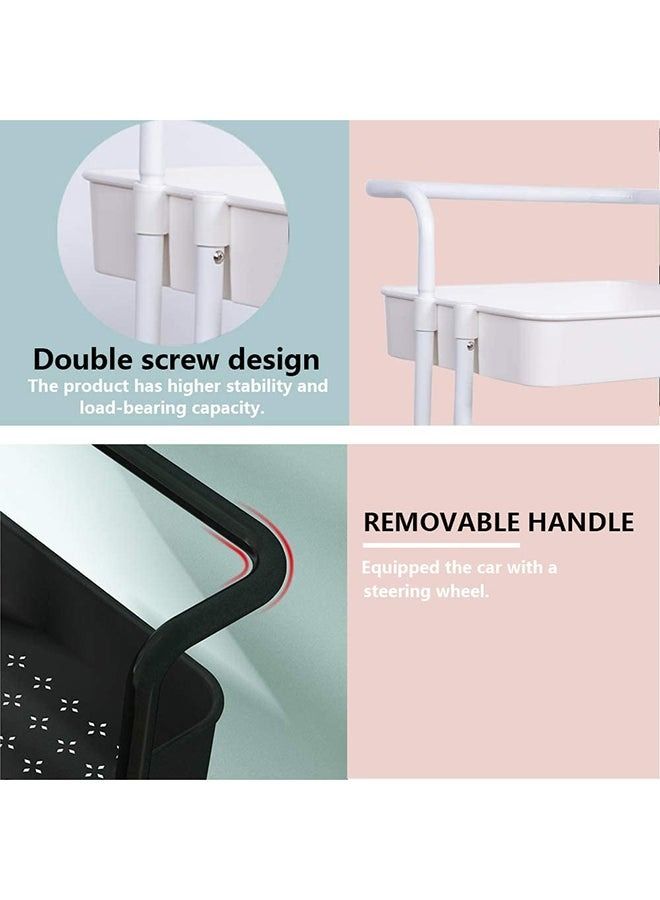 RollsTimi  3 Tier Utility Rolling Storage Cart With Handles And Lockable Wheels,43x36x86.5cm - Image 3