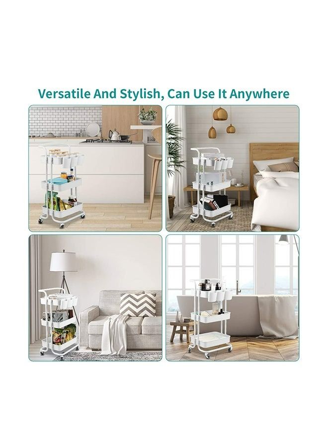 RollsTimi  3 Tier Utility Rolling Storage Cart With Handles And Lockable Wheels,43x36x86.5cm - Image 2