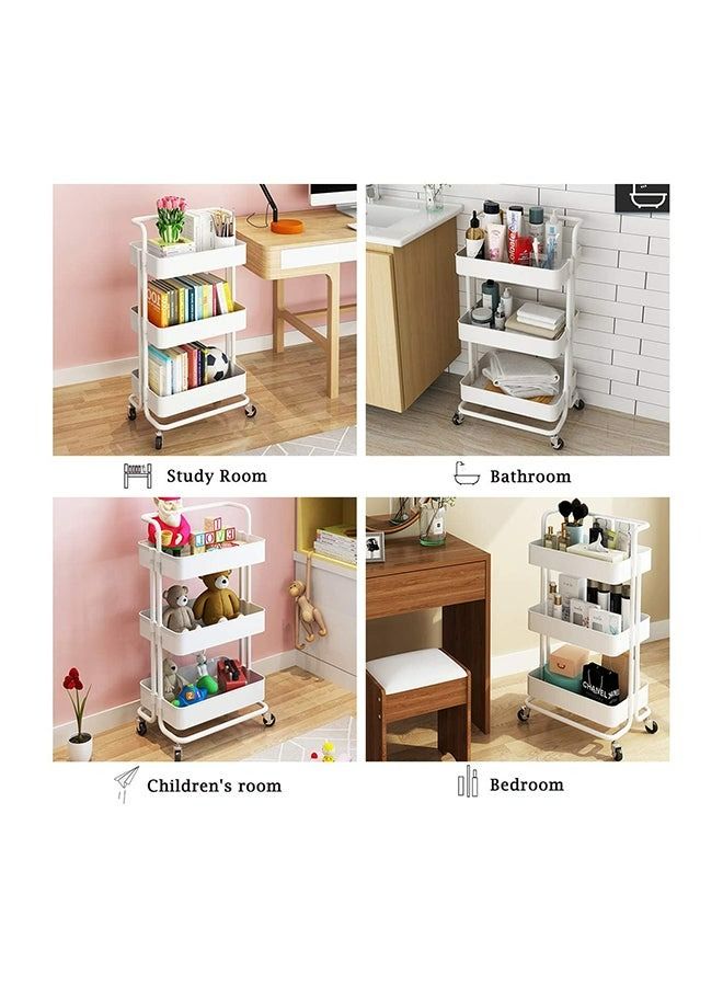 RollsTimi  3 Tier Utility Rolling Storage Cart With Handles And Lockable Wheels,43x36x86.5cm - Image 5