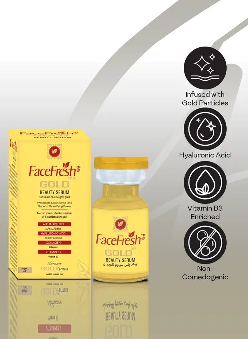 Face Fresh Set of 12 Gold Plus Beauty Serum - Vitamin B3 & Alpha Arbutin, Anti-aging, Prevents Dryness, Protects Skin from Damage & Fights Acne, For All Skin Types 3ml - Image 5