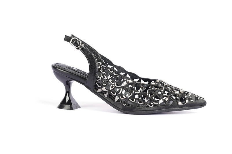 Cuple Black Laser-Cut Slingback Heel - Image 2