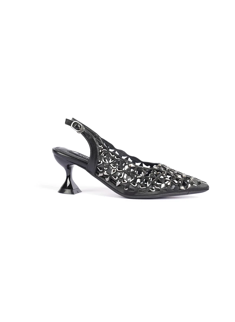 كيوبل Ladies Mid heel slingback mules embellished