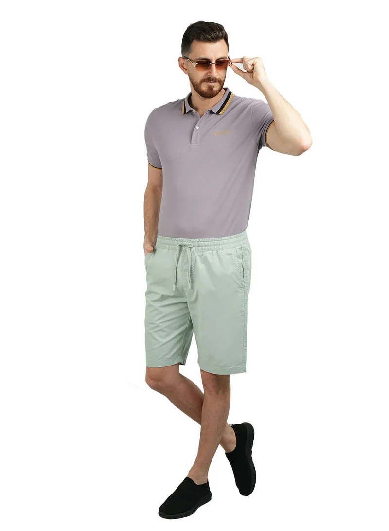 GIORDANO Men's Cotton Twill Bermuda Shorts: Slim Fit, Elastic Waist, Ultimate Comfort