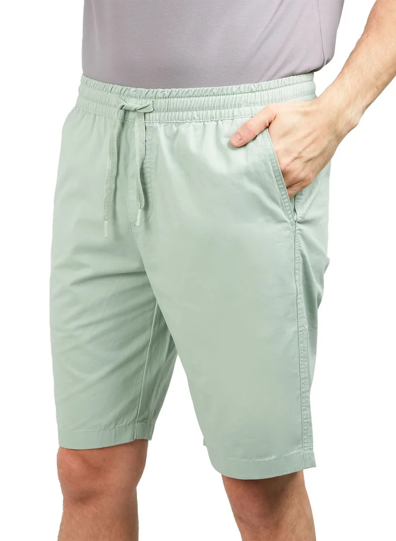 Men's Cotton Twill Bermuda Shorts: Slim Fit, Elastic Waist, Ultimate Comfort
