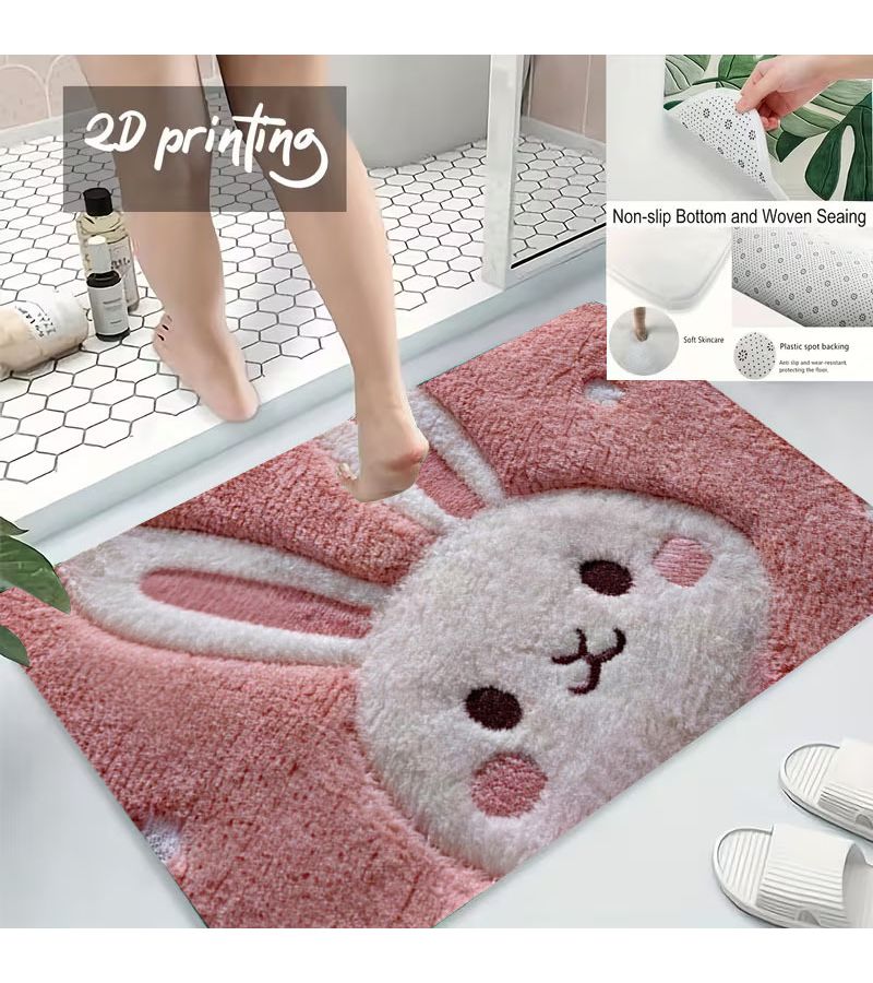 Easter Themed Rabbit Pattern Bath Mat 80x50 cm 31.5x19.7 Inches Soft Synthetic Material Versatile Home Decor for Doorway Bathroom Kitchen Outdoor Courtyard - Image 3