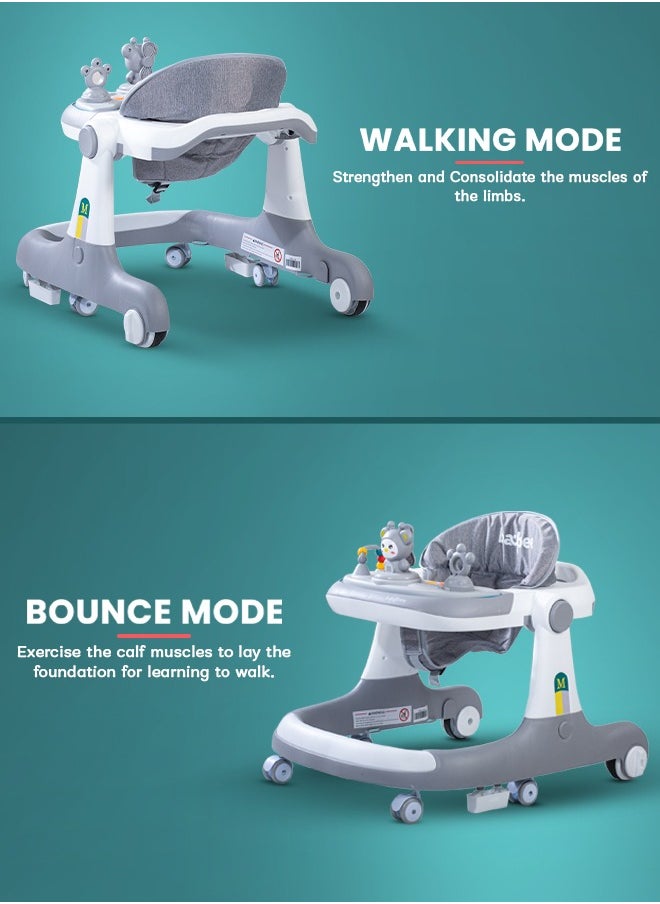 BAYBEE Magnum 2 in 1 Baby Walker for Kids, Baby Push Walker with Parental Push Handle, Adjustable Height Foldable Kids Walker with Tray & Musical Toy Toddler Walker for Baby 6-18 Months Boy Girl Grey  - Image 2