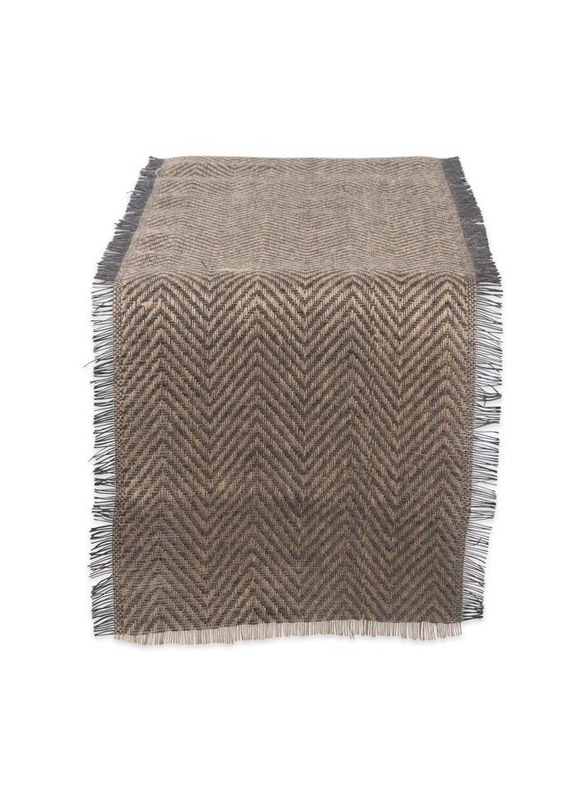 DII Jute Collection Kitchen Tabletop, Table Runner - 14 x 108", Chevron Gray - Image 1