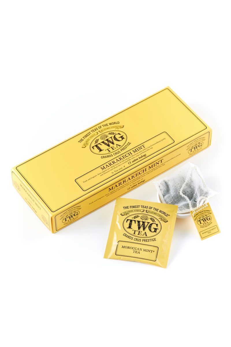 TWG Tea Marrakech Mint, Herbal Tea in 15 Hand Sewn Cotton Tea Bags in Giftbox, 37.5g - Image 1