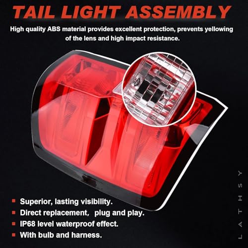 Lathsy Tail Light Compatible With 2014-2019 Chevy Silverado 1500 2500 HD GMC Sierra 3500 HD Right Passenger Side Taillight Replace 23141275 Halogen - Image 5