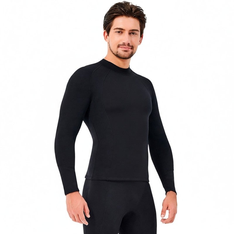 DIVE & SAIL Men Wetsuits Jacket: 2mm Neoprene Nylon Fabric, Warm Flexible Long Sleeves, UV Reef Protection - Front Zipper Easy Wear Long Sleeves Wetsuit Top for Snorkeling Surfing Water Sports - Image 2