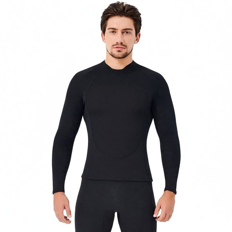 DIVE & SAIL Men Wetsuits Jacket: 2mm Neoprene Nylon Fabric, Warm Flexible Long Sleeves, UV Reef Protection - Front Zipper Easy Wear Long Sleeves Wetsuit Top for Snorkeling Surfing Water Sports - Image 4