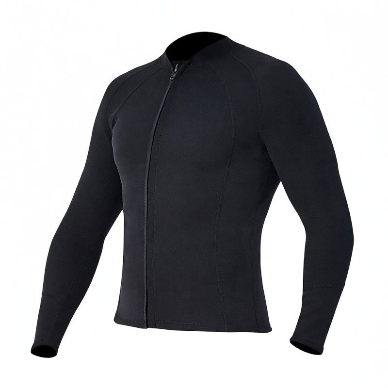DIVE & SAIL Men Wetsuits Jacket: 2mm Neoprene Nylon Fabric, Warm Flexible Long Sleeves, UV Reef Protection - Front Zipper Easy Wear Long Sleeves Wetsuit Top for Snorkeling Surfing Water Sports - Image 3