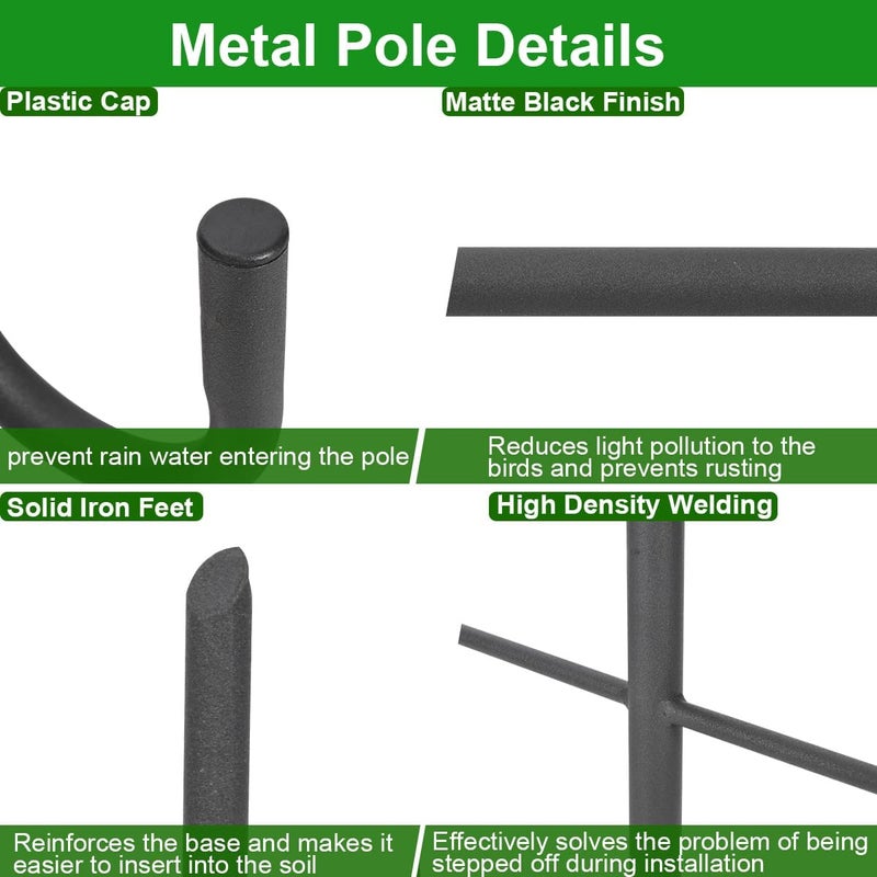 MISPACIO Bird Feeder Pole with Squirrel Baffle, 80" Tall Heave Duty Pole with Double Shepherd Hook 5 Prongs Base for Outdoor Hummingbird Feeders (No Bird Feeder) - Image 1