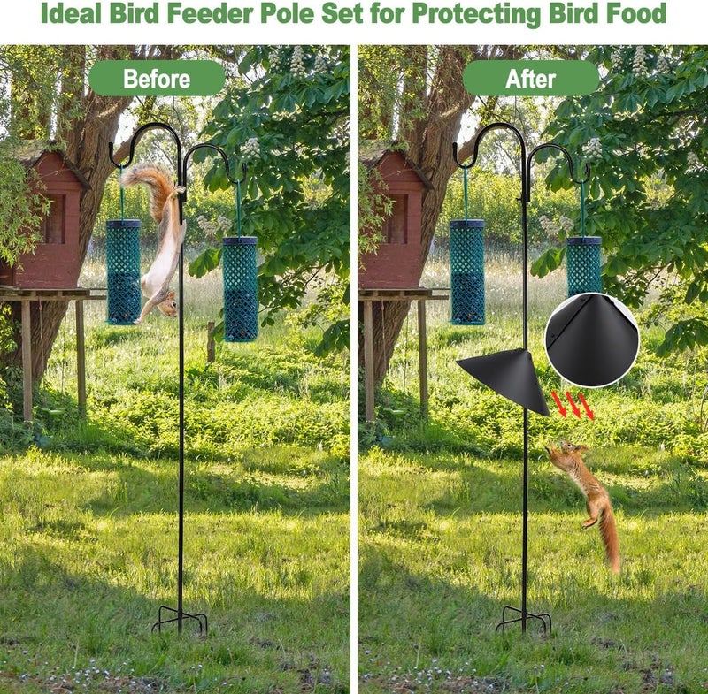 MISPACIO Bird Feeder Pole with Squirrel Baffle, 80" Tall Heave Duty Pole with Double Shepherd Hook 5 Prongs Base for Outdoor Hummingbird Feeders (No Bird Feeder) - Image 5