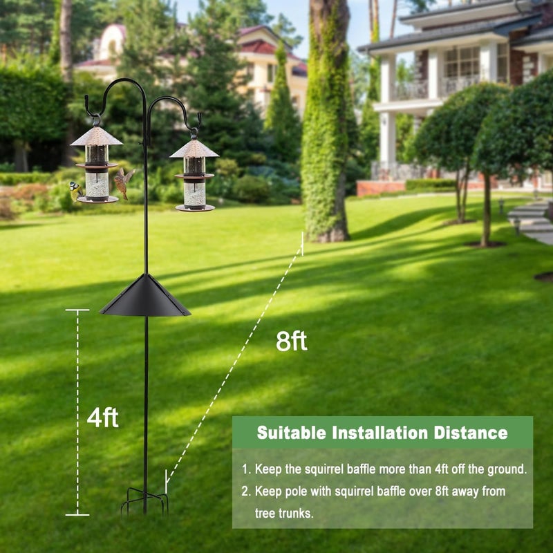 MISPACIO Bird Feeder Pole with Squirrel Baffle, 80" Tall Heave Duty Pole with Double Shepherd Hook 5 Prongs Base for Outdoor Hummingbird Feeders (No Bird Feeder) - Image 4