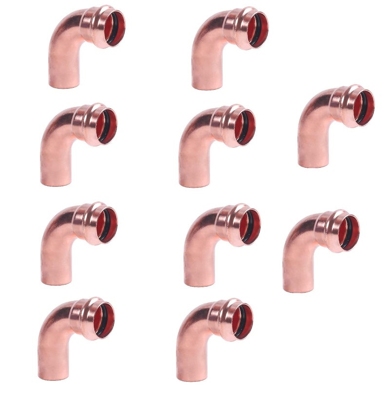 EZ-FLUID 10 EZFLUID Plumbing Heavy Duty 12 FTG x Press LF Street Copper 90 Degree Elbow Press Fitting wPro Press Copper Pipe ConnectionResidentialCommercial - Image 2