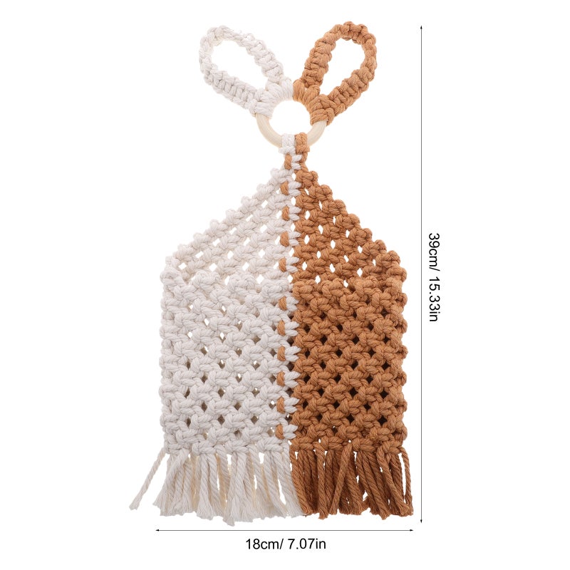 Handwoven Cotton Macrame Plant Hanger For Indoor Plants Boho Style Hanging Planter Rustic Woven Plant Holder For Home Office Decorations - Image 5