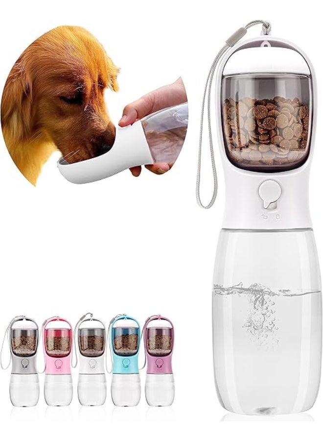 زجاجة ماء محمولة للحيوانات الأليفة مزودة بوظيفة الشرب والتغذية مناسبة للكلاب والقطط والأرانب والجراء والحيوانات الصغيرة للاستخدام الخارجي والسفر