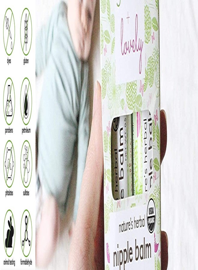 Green + Lovely بلسم الحلمات الأخضر الجميل العضوي من الطبيعة لعلاج تشققات الحلمات أثناء الرضاعة، مرهم مهدئ لتشققات الرضاعة، عصا أساسية، معززة بزيت الكالندولا، ضروري أثناء الحمل، مجموعة هدايا 2 × 0.5 أونصة - Image 4