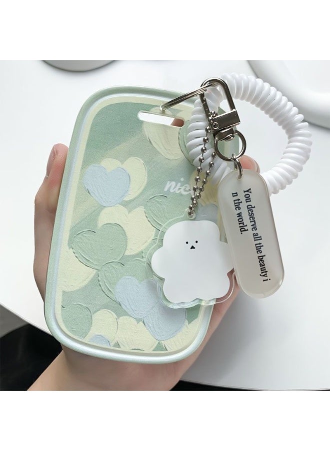 NIBEMINENT 1 - Piece Oil Painting Love Kpop Photo Card Holder Pendant Key Chain ID Badge Holder ID Card Holder Photo Card Protector for School ID Office ID Access Card for Women Girls