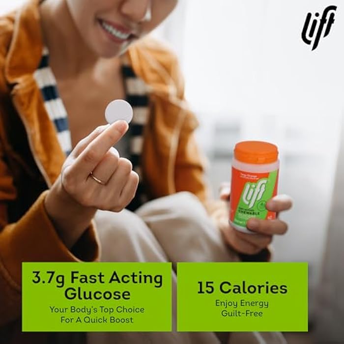 Lift Glucose Fast-Acting Glucose Chewable Energy Tablets, Orange, 50 ct Jar (Pack of 1) - Image 3