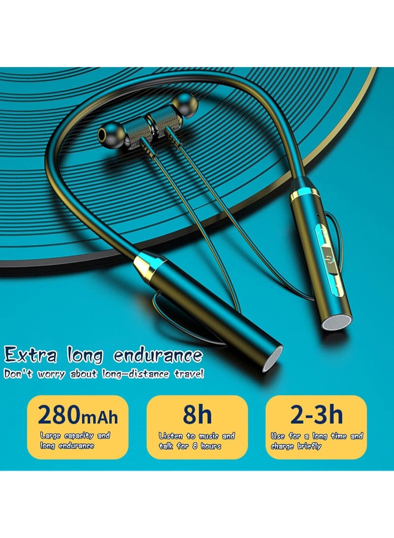 Bluetooth Neckband Headphones,Halter Neck Wireless Headphones, Multi-Function Sports , Waterproof Stereo Earphones Noise Canceling For Outdoor Travel Sports (Red) - Image 5