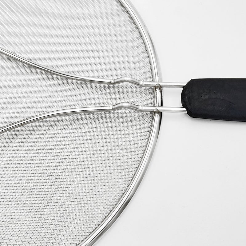 Splatter Guard 33cm Stainless Steel Rust-Proof Double Thickness Twill Mesh - Non-Slip Rubber Handle Multi-Purpose Screen for Home Kitchen Cooking, Pots, Frying Pans - Image 3