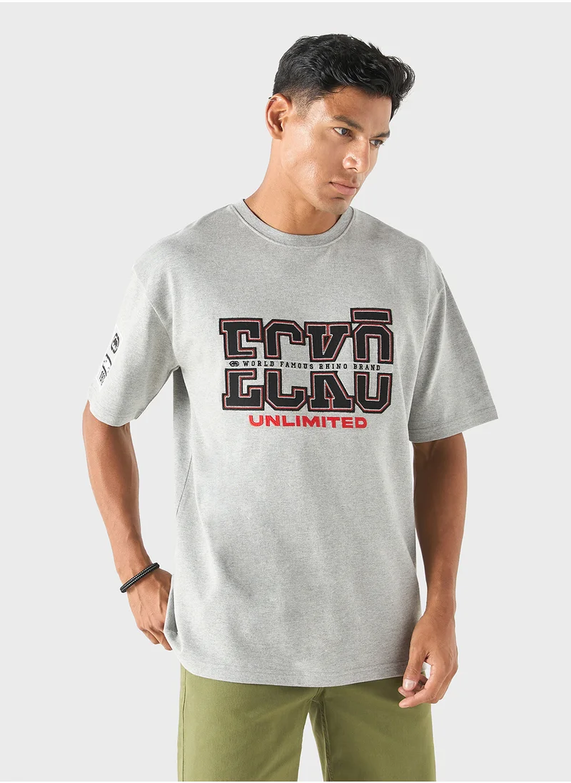 Ecko Unltd. Ecko Embroidered T-shirt with Crew Neck and Short