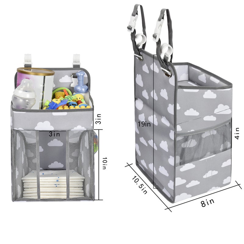 Hanging Diaper Caddy Organizer Diaper Stacker and Crib Organizer Reinforced Baby Essentials Diaper Organizer Holder for Changing Table Crib Playard Car - Image 5