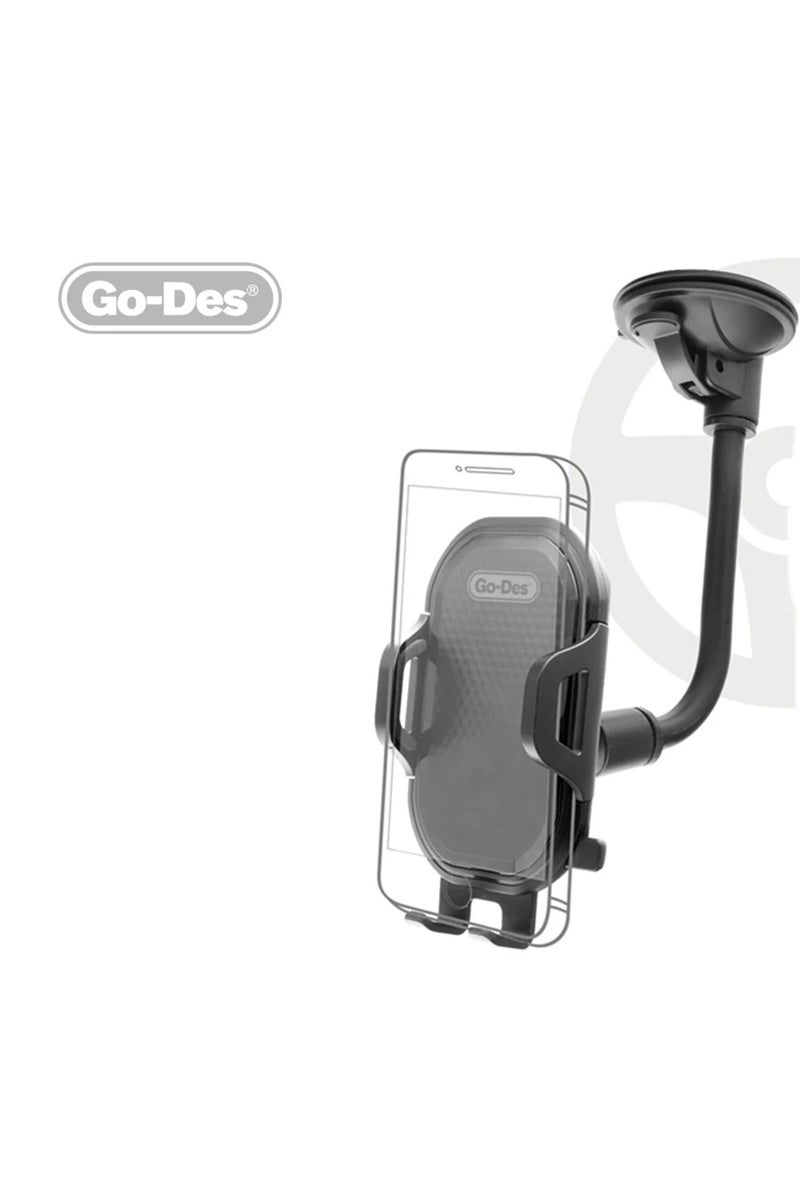 GO-DES 360 Degree Flexible Universal Dashboard Car Phone Mount Windshield with Strong Suction Long Arm Shockproof Cell Phone Holder
