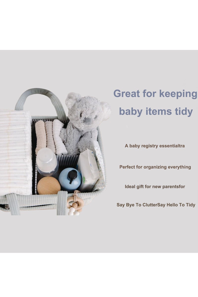 Baby Nappy Caddy Diaper Caddy Organizer, Baby Storage Basket for Diapers and Wipes, with Removable Inserts Nursery Storage Basket, Baby Shower Gift Basket, 38 x25 x18 CM - Image 5