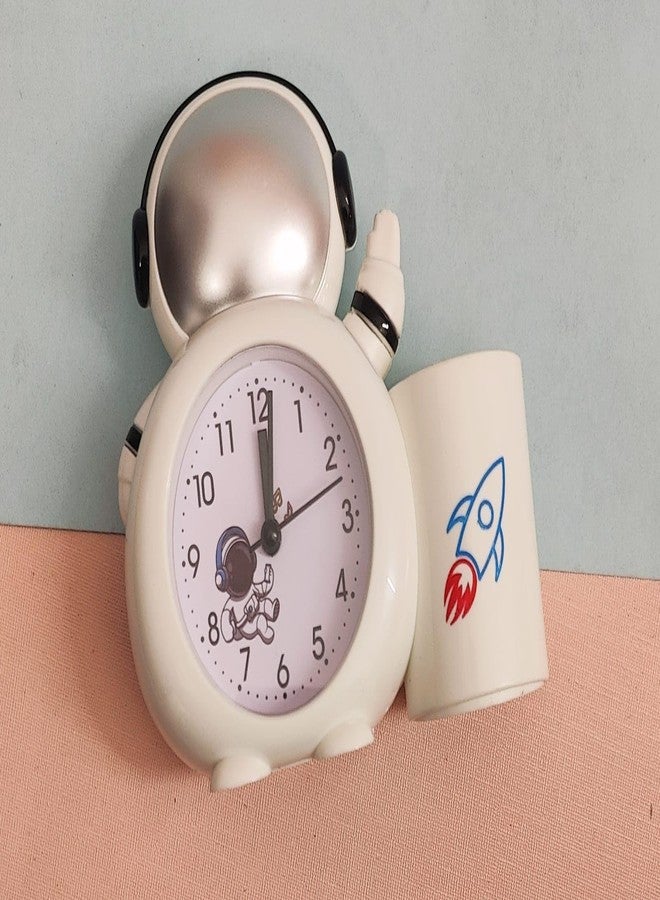 AMANVANI Space Table Top Alarm Clock with Pen Stand Table Clock for Kids Analog Alarm Clock Table Clock with Pen/Pencil Stand for Kids Birthday Return Gifts 1pcs - Image 2