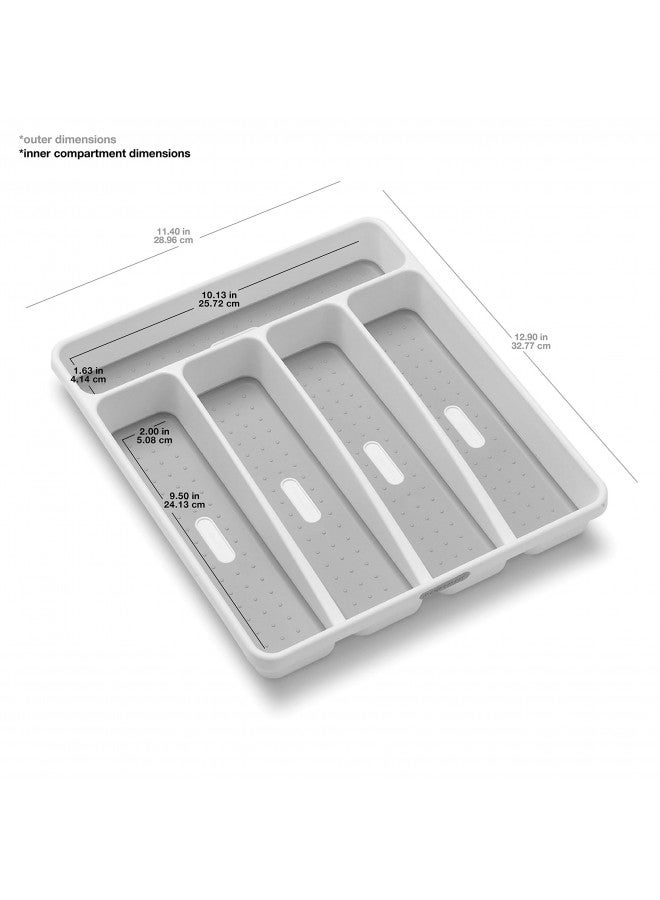 madesmart Classic Small Silverware Tray - White | CLASSIC COLLECTION | 5-Compartments | Icons help sort Flatware, Utensils and Cutlery | Soft-grip Lining and Non-slip Feet | BPA-Free - Image 5