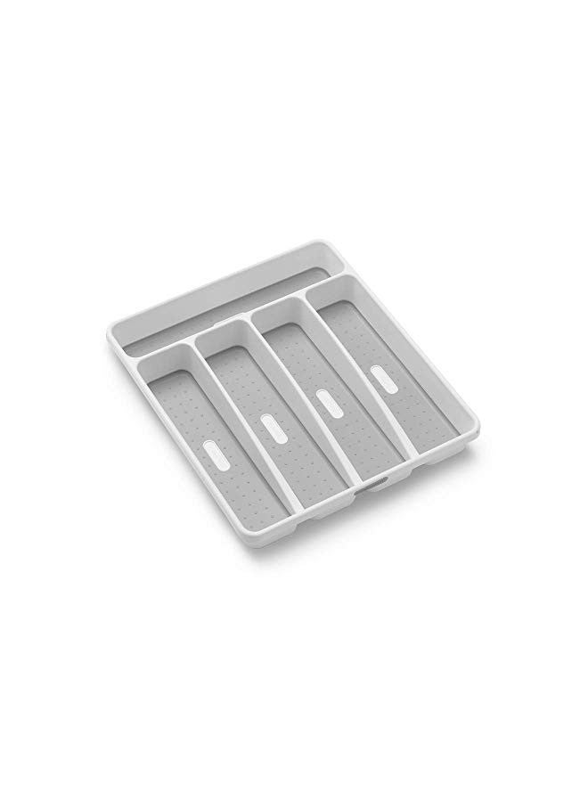 madesmart Classic Small Silverware Tray - White | CLASSIC COLLECTION | 5-Compartments | Icons help sort Flatware, Utensils and Cutlery | Soft-grip Lining and Non-slip Feet | BPA-Free - Image 1