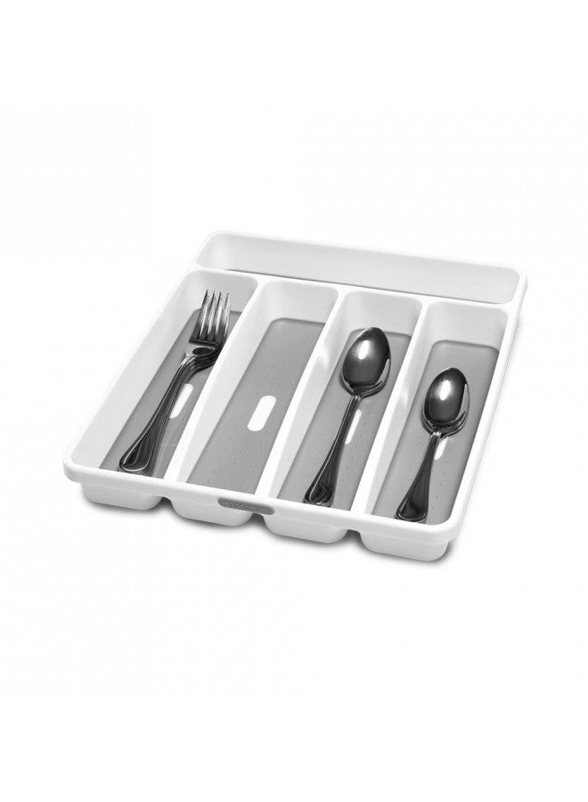 madesmart Classic Small Silverware Tray - White | CLASSIC COLLECTION | 5-Compartments | Icons help sort Flatware, Utensils and Cutlery | Soft-grip Lining and Non-slip Feet | BPA-Free - Image 3