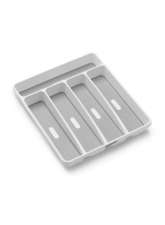 madesmart Classic Small Silverware Tray - White | CLASSIC COLLECTION | 5-Compartments | Icons help sort Flatware, Utensils and Cutlery | Soft-grip Lining and Non-slip Feet | BPA-Free - Image 2