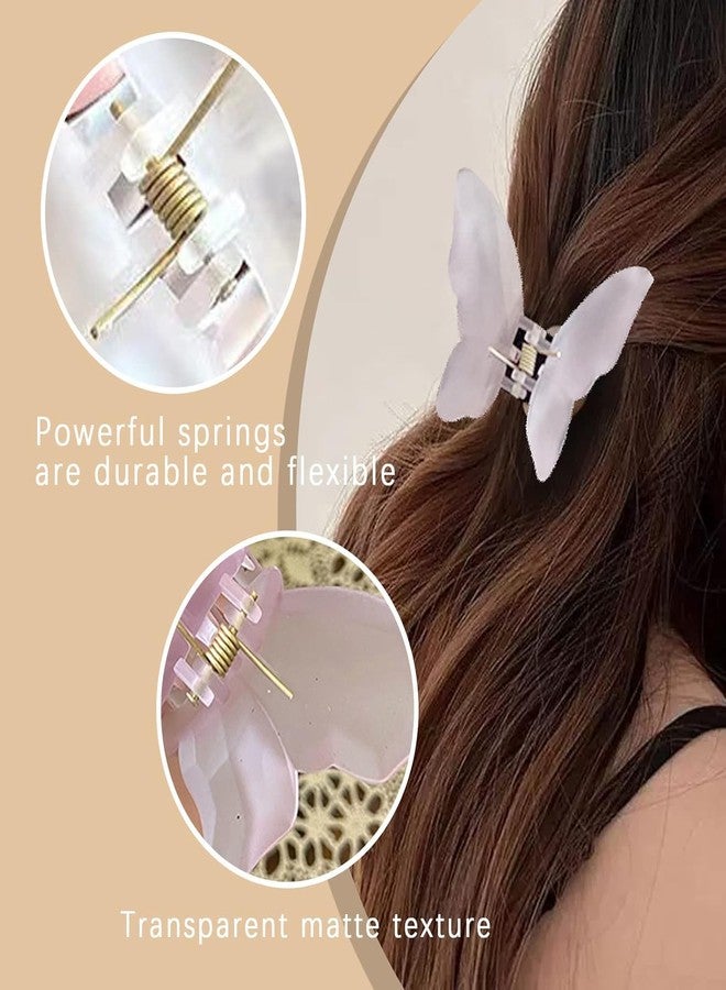 GITGRNTH butterfly hair clips for women & girls cute stylish non-slip claw & snap barrettes set for wedding hairstyle accessories (Blue + White) - Image 3