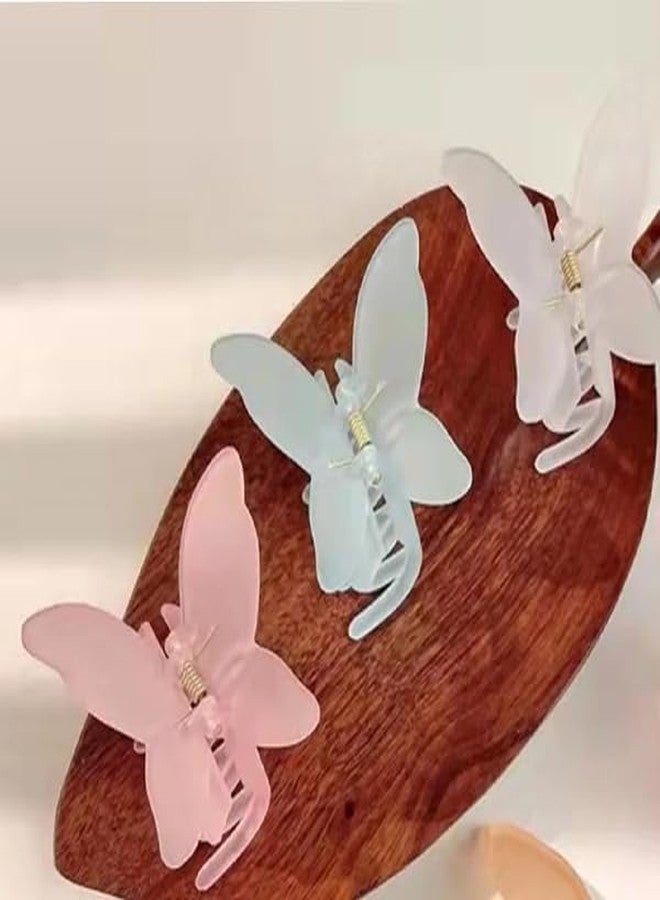 GITGRNTH butterfly hair clips for women & girls cute stylish non-slip claw & snap barrettes set for wedding hairstyle accessories (Blue + White) - Image 5