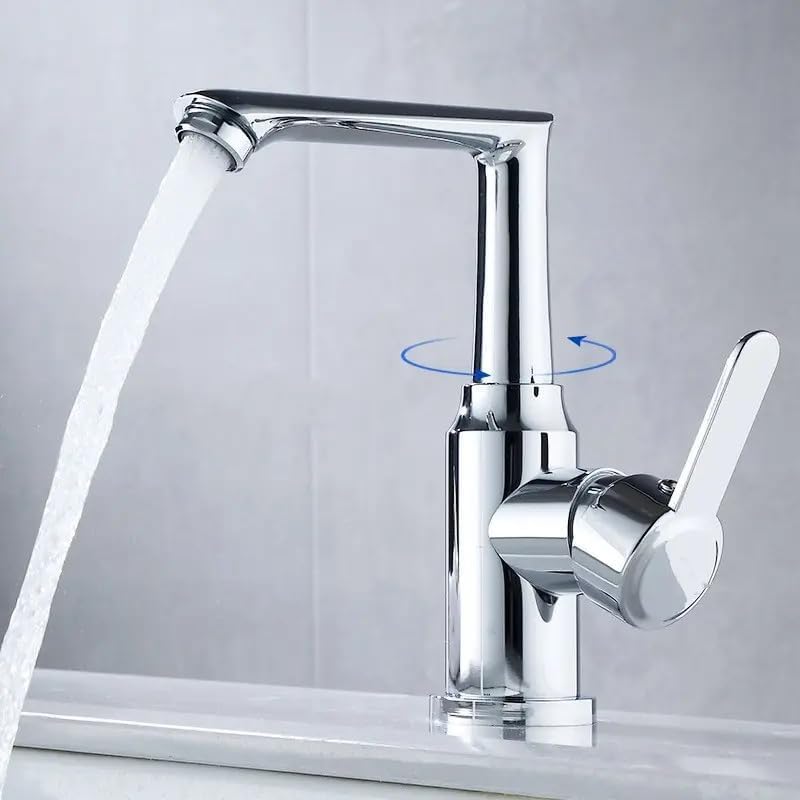 Alark Water Faucets Tap with Stainless Steel Chrome Basin for Water Hot and Cold Sink Faucet for Kitchen Bathroom Hotel Faucet Single Hole Sprayer Splash Filter Adapter Two Outlet Modes 28X28X7 CM - Image 2