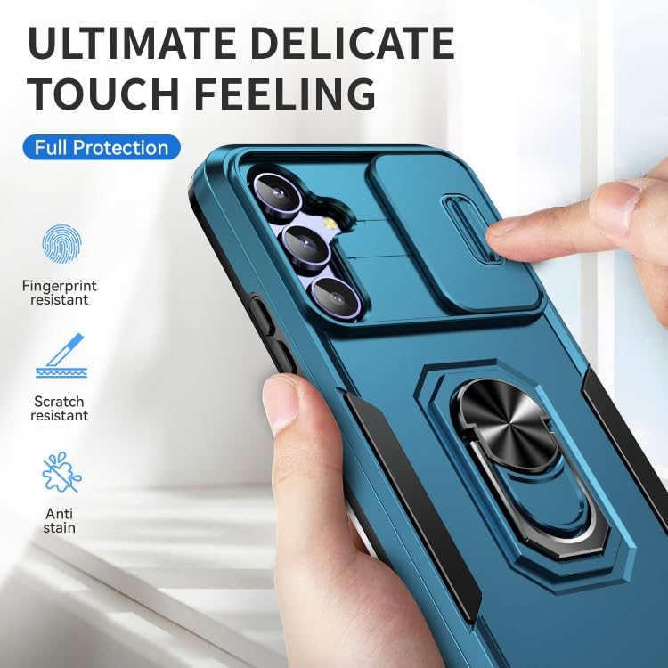 ShieldTech Back Cover Case Compatible for Samsung Galaxy A14 5G with Slide Camera Cover & Rotated Ring Stand | Military Grade Mobile Phone Cover Case for Samsung Galaxy A14 5G (Blue) - Image 3