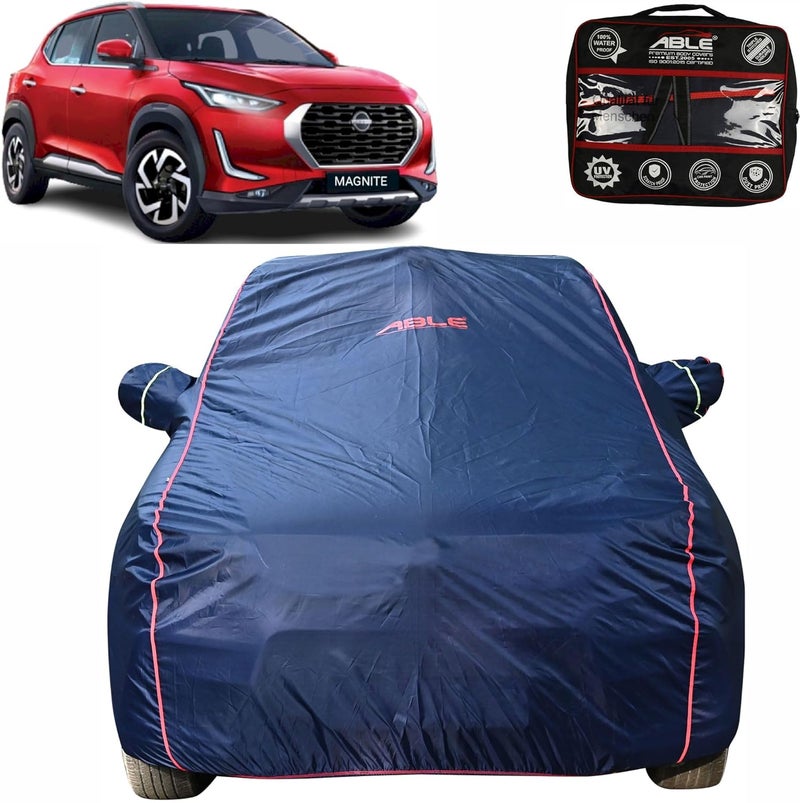 Able Parashuit Blue WR Series Car Body Cover with Mirror Pockets and Driver Door Zipper Compatible for Nissan MAGNITE (2020 to Till Now Model) - Image 1