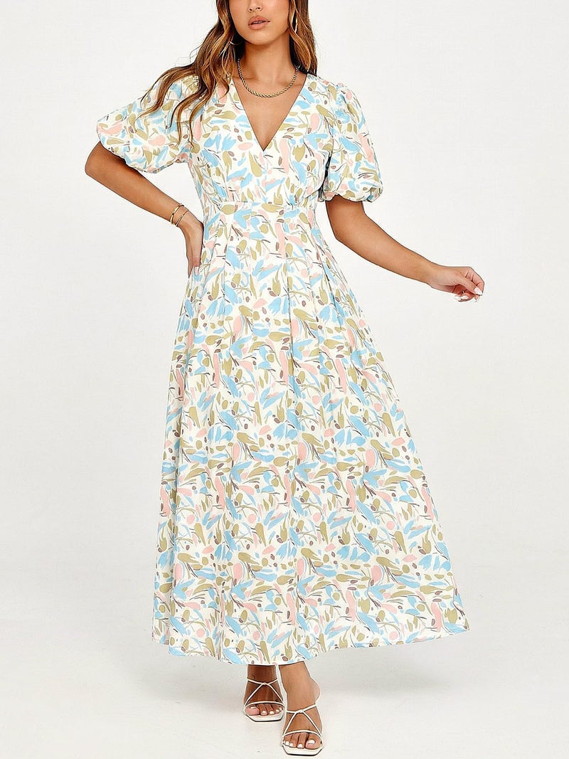 Maxigerui Women's Summer Floral Maxi Dress Spring Wedding Guest Dress 2026 Blue Multi Floral Print S - Image 2