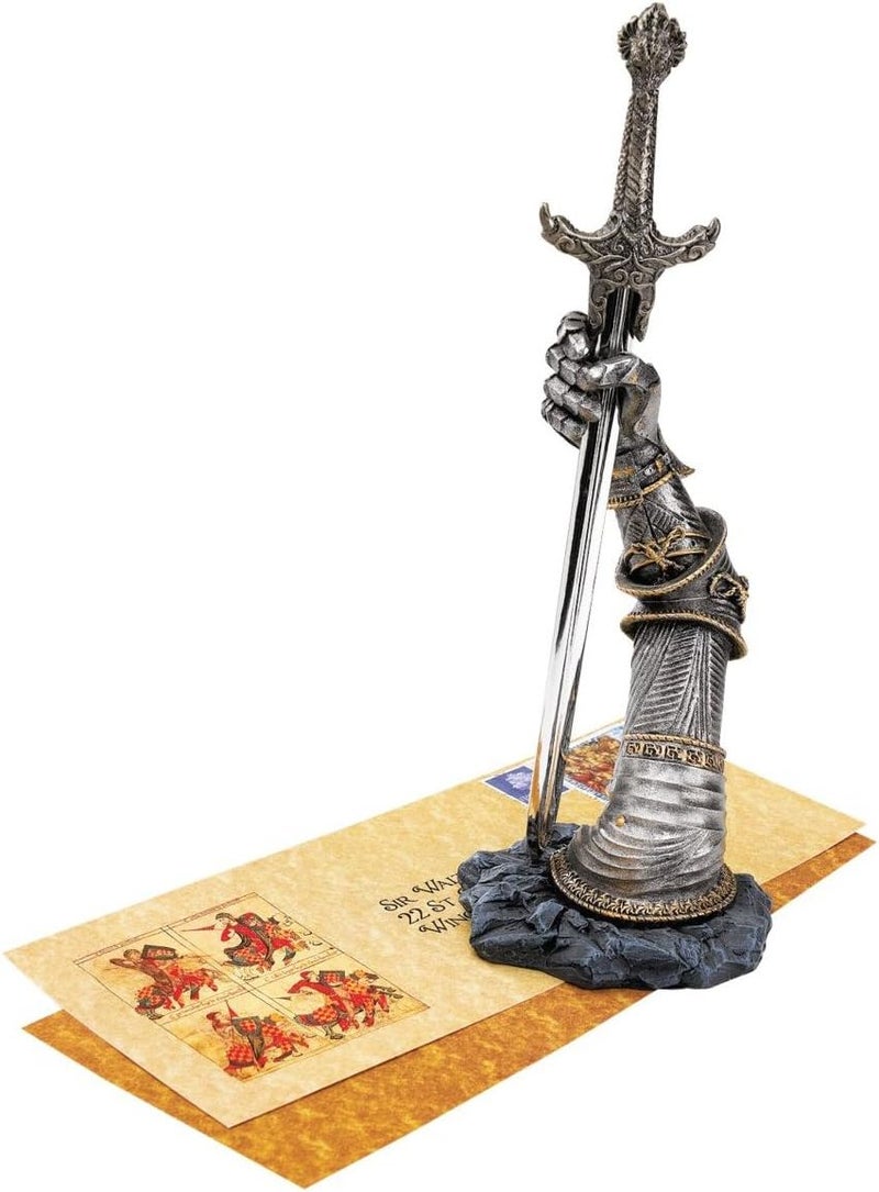 Design Toscano King Arthur'S Sword Of Excalibur Letter Opener Desk Accessory Statue, 10 Inch, Pewter Finish - Image 2