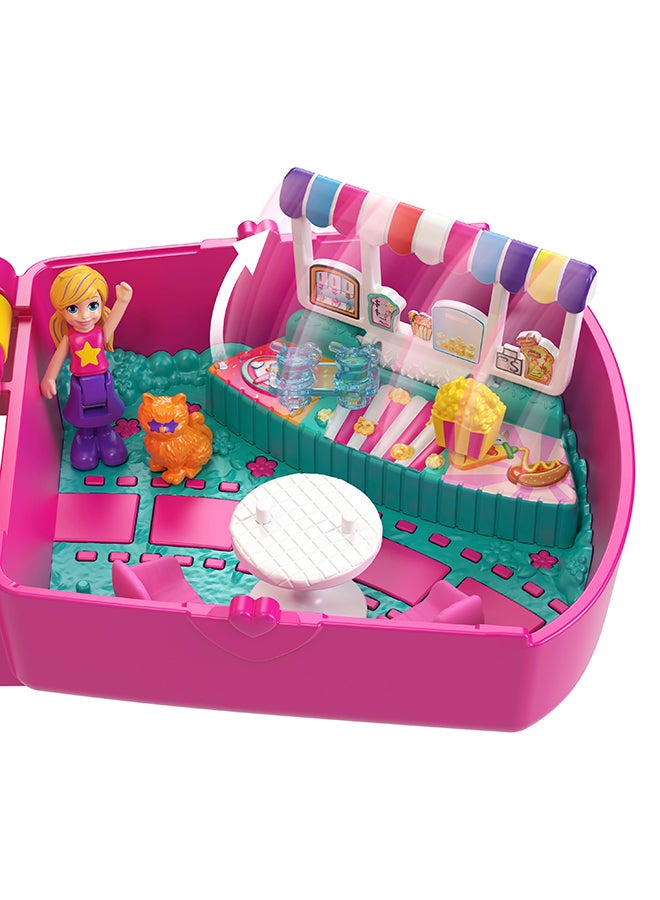 Polly Pocket مجموعة لعب دمى صغيرة وإكسسوارات، سينما كاتي مدمجة مع دمية صغيرة و8 إكسسوارات بما في ذلك قطة أليفة، موضوع الطعام - Image 4