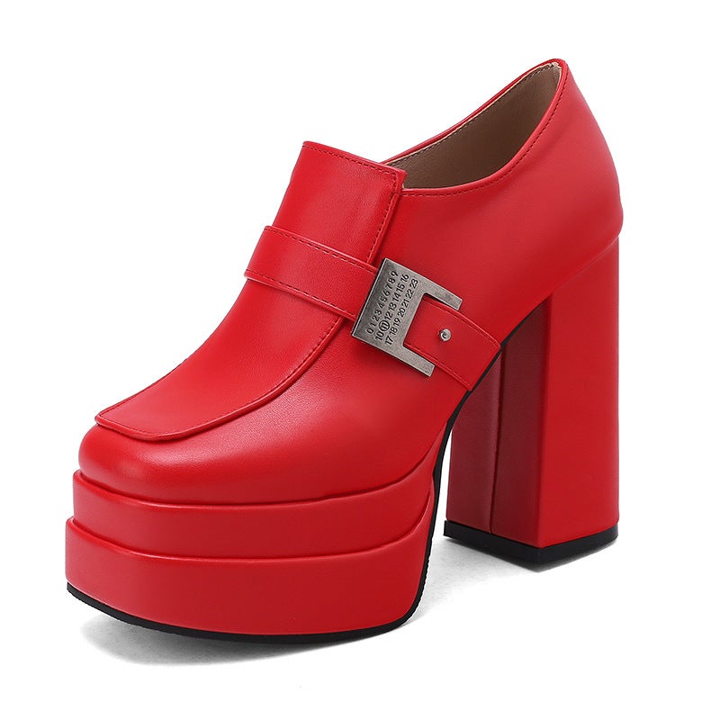 2026 New Style Super High Heel Women'S Shoes, Chunky Heel Deep-Cut Single Shoes, Size 40-50, Versatile Waterproof Platform Model Shoes, Work Shoes - Image 1