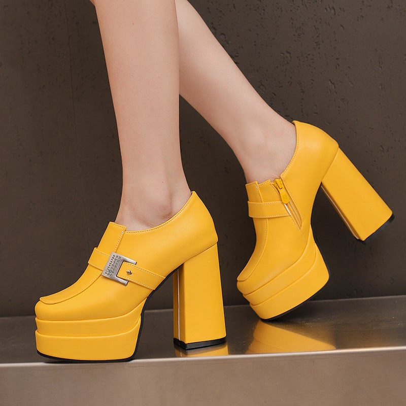 2026 New Style Super High Heel Women'S Shoes, Chunky Heel Deep-Cut Single Shoes, Size 40-50, Versatile Waterproof Platform Model Shoes, Work Shoes - Image 2