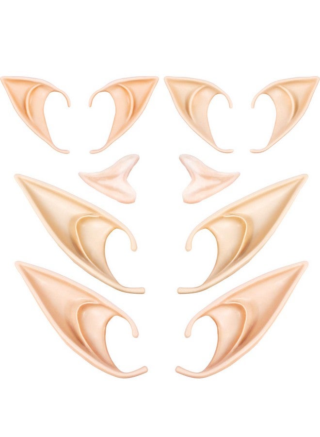 Gejoy 5 Pairs Latex Elf Ear Pixie Dress Up Costume Fairy Ears Soft Pointed Ears Cosplay Halloween Anime Party Vampire Ears, Masquerade Accessories (Fresh Color)  - Image 1