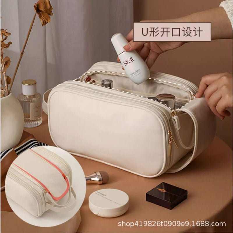 Double Zipper Large-Capacity Cosmetic Bag Portable Waterproof Toiletry Bag Multi-Layer Multi-Partition Storage Bag - Image 5