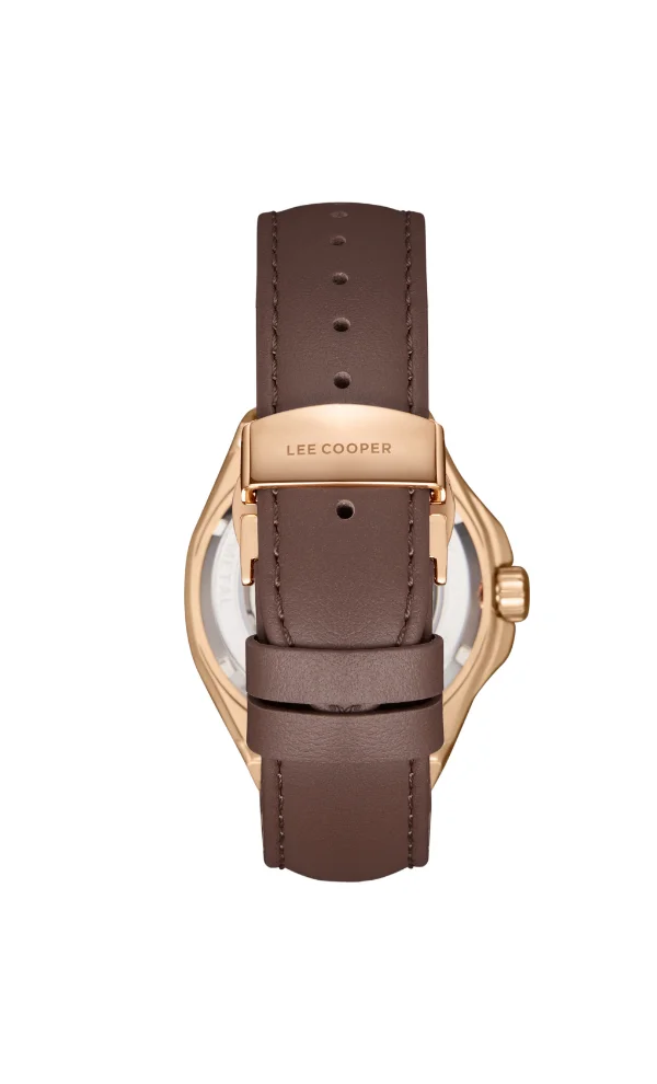 Lee Cooper Men's Automatic Display Watch With Dark Brown Leather Strap - LC08125.462